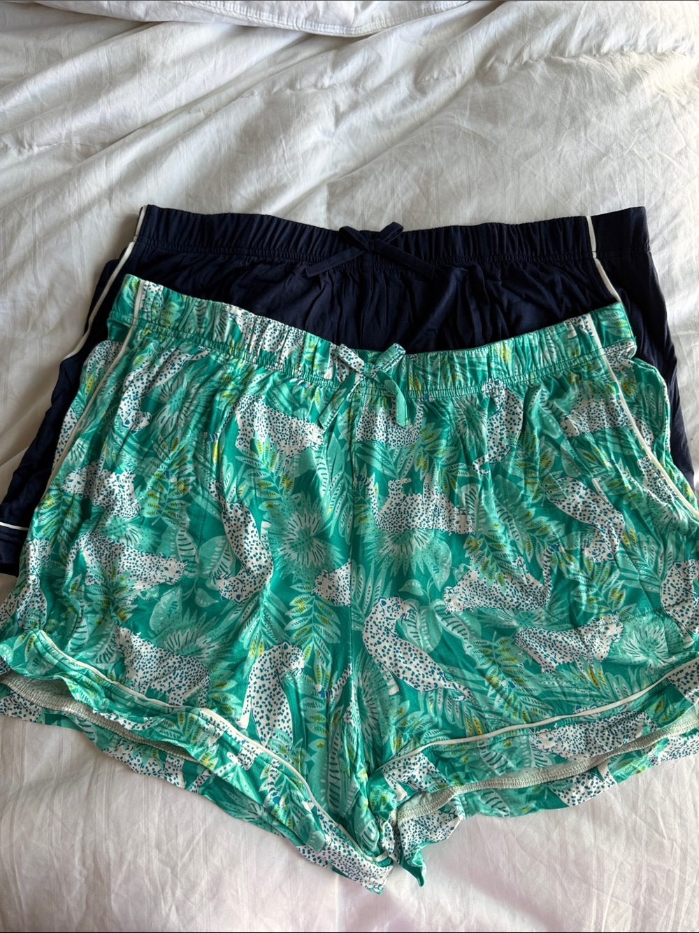 2 Lounge Shorts - Green and Navy Blue